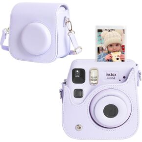 CAIYOULE Camera Case for Fujifilm Instax Mini SE/7+/7s/7c Instant Film Camera Protective Bag with Adjustable Shoulder Straps，No Camera，Purple