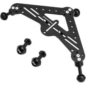 FEICHAO CNC Tray Diving DSLR Camera Triangular Gimbal Rig Mount Compatible for GoPro Underwater Light Bracket Quick Release Stable Tripod Base (Upgraded Version with Ball Head)