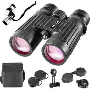 HD 10x42 Binoculars with Phone Adapter and 8x20 Corner Monoculars - Large View Binoculars with Clear Low Light Vision - Lightweight Waterproof Binoculars for Bird, Boating, Hiking, and Camping(Nature)
