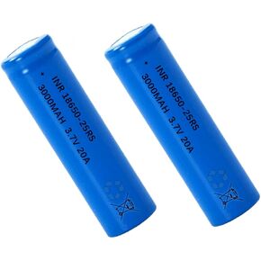 Battery 2Pack 18650 Rechargeable Battery 3.7V Flat top Rechargeable Batteries 3000mAh for Flashlights, Headlamps etc