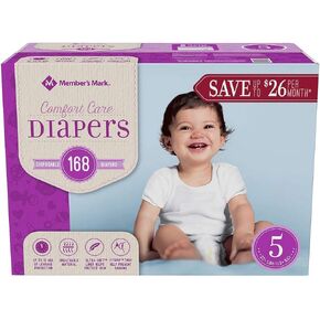 Member's Mark Comfort Care Baby Diapers Size 5-168 Count (27+lbs.)