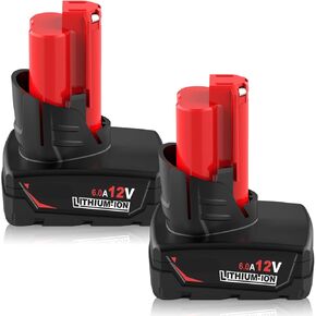 2 Packs 6.0Ah 48-11-2460 Battery Replacement for Milwaukee 12V Battery Lithium ion Compatible with Milwaukee 48-11-2401 48-11-2402 48-11-2420 48-11-2425 48-11-2430 48-11-2440 48-11-2460 Batteries