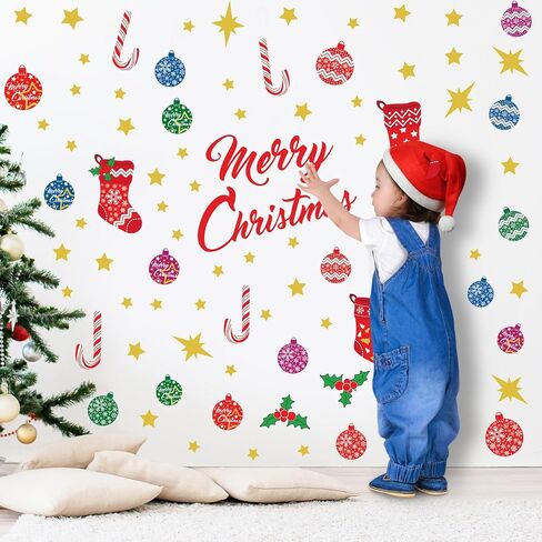 Christmas Wall Decals New Year Wall Sticker Indoor Multicolour Removable Peel and Stick Wall Decals for Window Clings Glass Living Room Children Nursery School Restaurant Cafe Hotel Home Office Décor in Saudi Arabia