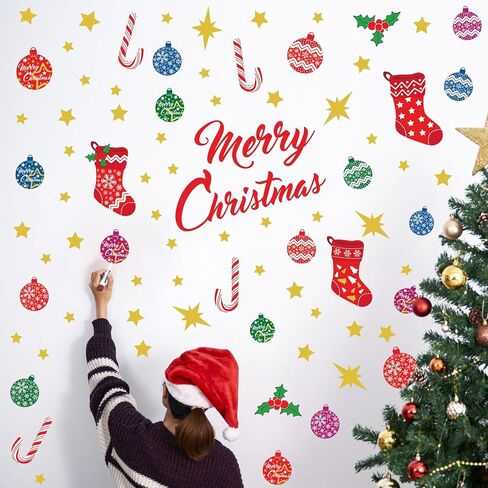 Christmas Wall Decals New Year Wall Sticker Indoor Multicolour Removable Peel and Stick Wall Decals for Window Clings Glass Living Room Children Nursery School Restaurant Cafe Hotel Home Office Décor in Saudi Arabia