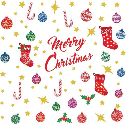 Christmas Wall Decals New Year Wall Sticker Indoor Multicolour Removable Peel and Stick Wall Decals for Window Clings Glass Living Room Children Nursery School Restaurant Cafe Hotel Home Office Décor in Saudi Arabia