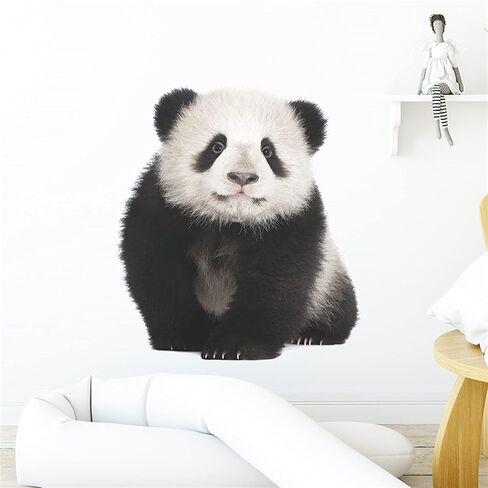 WAFT YEARN 3D Vivid Panda Wall Decal Vinyl Removable Super Cute Animal Safari Wall Sticker for Nursery School Classroom Bedroom Bathroom Boys Girls Room Playroom Office 14.3 inch by 15.9 inch in Saudi Arabia