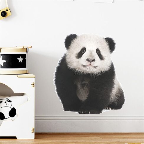 WAFT YEARN 3D Vivid Panda Wall Decal Vinyl Removable Super Cute Animal Safari Wall Sticker for Nursery School Classroom Bedroom Bathroom Boys Girls Room Playroom Office 14.3 inch by 15.9 inch in Saudi Arabia