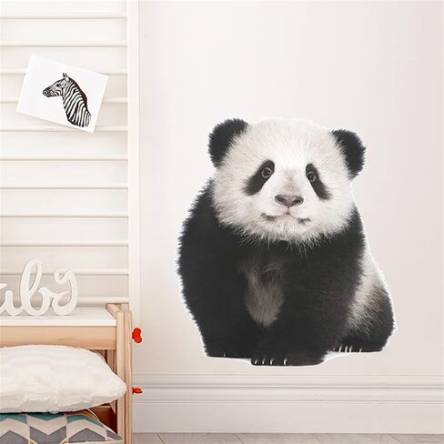 WAFT YEARN 3D Vivid Panda Wall Decal Vinyl Removable Super Cute Animal Safari Wall Sticker for Nursery School Classroom Bedroom Bathroom Boys Girls Room Playroom Office 14.3 inch by 15.9 inch in Saudi Arabia