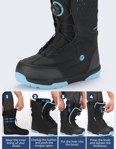 DEERFAMY Snowboard Boots Men Step on, Black in Saudi Arabia