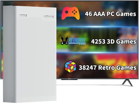 وحدة تحكم ألعاب ريترو Hdd مع 42,546 لعبة مدمجة، وحدة تحكم محاكي 3 نظام ألعاب مع 46 لعبة AAA مدمجة 38,247 لعبة ريترو 4,253 لعبة فيديو التوصيل والتشغيل، وحدة تحكم ألعاب فيديو الكل في واحد in Saudi Arabia