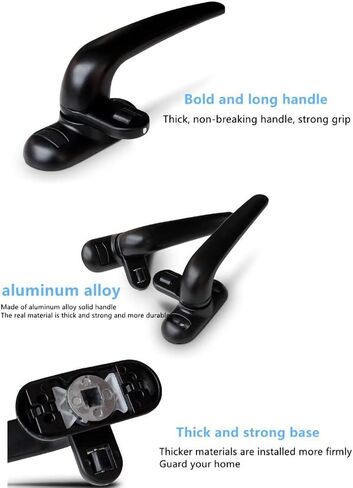 Black Casement Window, Aluminum Alloy Left Hand Locking Handle, Solid Window Handle, Door and Window Lock in Saudi Arabia