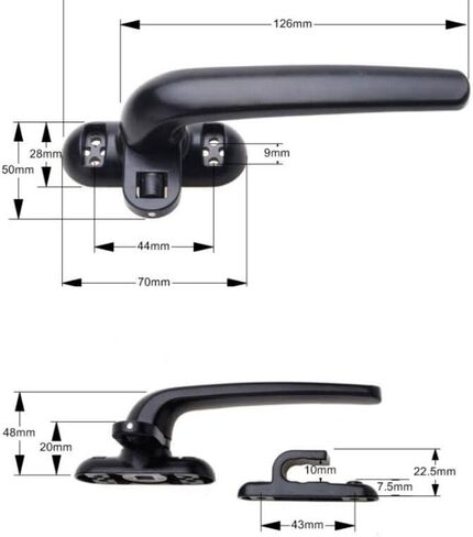 Black Casement Window, Aluminum Alloy Left Hand Locking Handle, Solid Window Handle, Door and Window Lock in Saudi Arabia