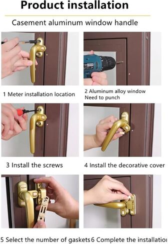 Black Casement Window, Aluminum Alloy Left Hand Locking Handle, Solid Window Handle, Door and Window Lock in Saudi Arabia
