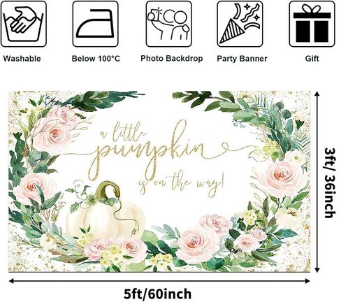 Avezano Pumpkin Baby Shower Backdrop A Little Pumpkin is On The Way Baby Shower Party Decorations Girl Fall Pumpkin Floral Baby Shower Photoshoot Backdrops Decor Banner (7x5ft) in Saudi Arabia
