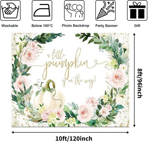 Avezano Pumpkin Baby Shower Backdrop A Little Pumpkin is On The Way Baby Shower Party Decorations Girl Fall Pumpkin Floral Baby Shower Photoshoot Backdrops Decor Banner (7x5ft) in Saudi Arabia