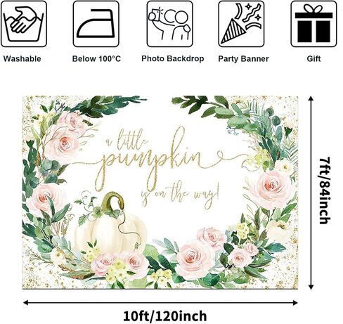 Avezano Pumpkin Baby Shower Backdrop A Little Pumpkin is On The Way Baby Shower Party Decorations Girl Fall Pumpkin Floral Baby Shower Photoshoot Backdrops Decor Banner (7x5ft) in Saudi Arabia