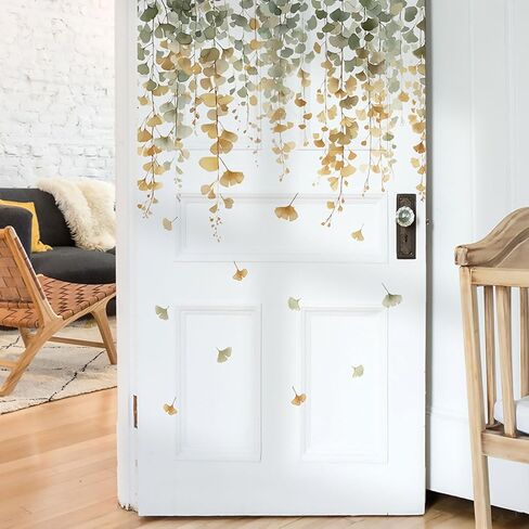 سلسلة معلقة من اللؤلؤ الكرمة ملصقات الحائط النباتات الخضراء أوراق الاستوائية زهرة جدار الشارات النباتات الخضراء يترك جدار ديكور غرفة نوم غرفة المعيشة أريكة التلفزيون خلفية مكتب الجداريات in Kuwait