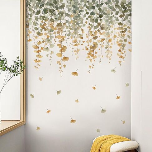 سلسلة معلقة من اللؤلؤ الكرمة ملصقات الحائط النباتات الخضراء أوراق الاستوائية زهرة جدار الشارات النباتات الخضراء يترك جدار ديكور غرفة نوم غرفة المعيشة أريكة التلفزيون خلفية مكتب الجداريات in Kuwait