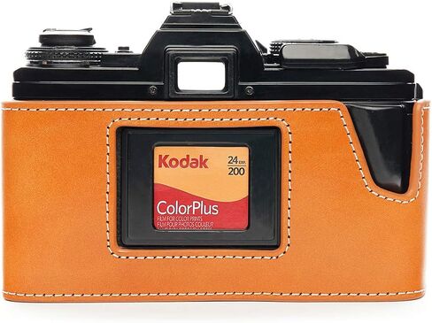 Minolta X-700 Case, BolinUS Handmade Genuine Real Leather Half Camera Case Bag Cover for Minolta X-700 with Hand Strap (Yellow) in Saudi Arabia