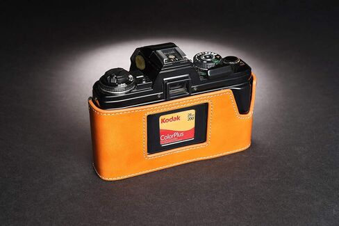 Minolta X-700 Case, BolinUS Handmade Genuine Real Leather Half Camera Case Bag Cover for Minolta X-700 with Hand Strap (Yellow) in Saudi Arabia