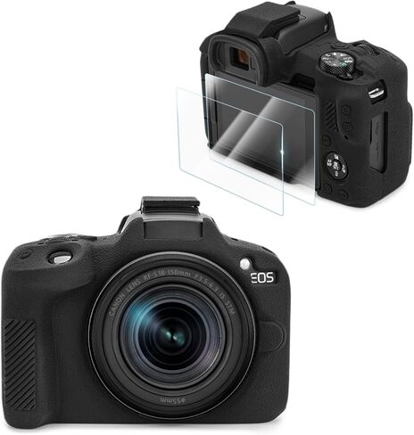 Compatible with Canon EOS R50 Camera Case Accessories kit[with 2 LCD Tempered Films],EOS R50 Silicone Protective Case Digital Camera case Enhanced Grip Sensation Lightweight 9H 0.25mm-White in Kuwait