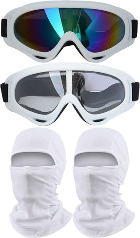 2Pcs Motorcycle Goggles with 2Pcs Balaclavas, Dirt Bike ATV Motocross Riding Racing Ski Goggle Safety Glasses in Kuwait