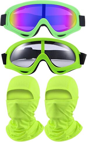 2Pcs Motorcycle Goggles with 2Pcs Balaclavas, Dirt Bike ATV Motocross Riding Racing Ski Goggle Safety Glasses in Kuwait