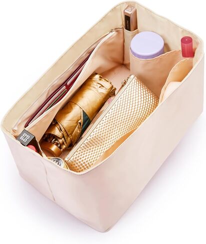 Nylon Water-Repellent Purse Organizer with Zipper Insert for Longchamp Tote Bag (Pearl White, Handbag M & Tote bag L) in Saudi Arabia