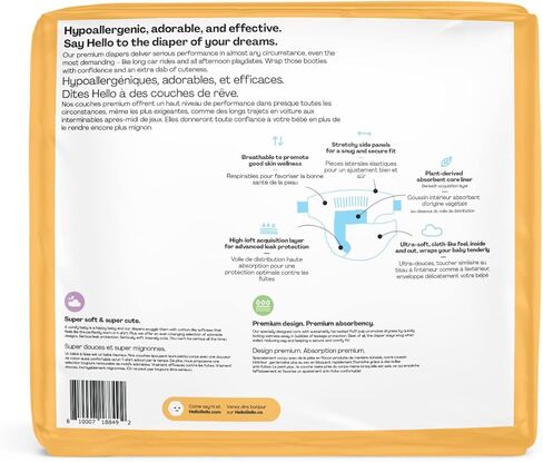 حفاضات الأطفال الفاخرة Hello Bello مقاس 4، 23 قطعة من حفاضات الأطفال القابلة للاستعمال مرة واحدة، فائقة الامتصاص، لا تسبب الحساسية، وصديقة للبيئة مع أغطية مريحة ومريحة تناسب I Sleepy Sloths in Kuwait
