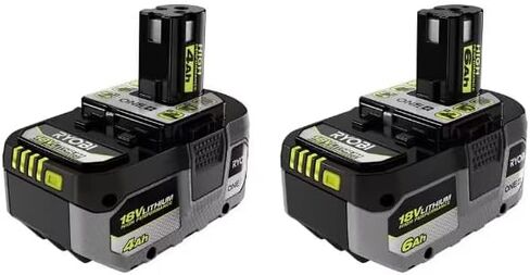 بطارية RYOBI PBP4210 ONE+ (Plus) ليثيوم أيون 18 فولت 6.0 و4.0 أمبير عالية الأداء متوافقة مع أكثر من 225 18 فولت ONE+ أدوات (عبوتان) in Saudi Arabia