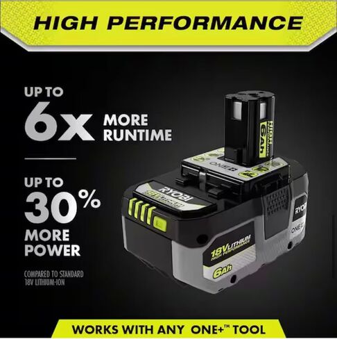 بطارية RYOBI PBP4210 ONE+ (Plus) ليثيوم أيون 18 فولت 6.0 و4.0 أمبير عالية الأداء متوافقة مع أكثر من 225 18 فولت ONE+ أدوات (عبوتان) in Saudi Arabia