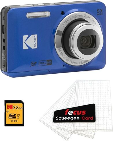 Kodak PIXPRO Friendly Zoom FZ55 Digital Camera (Blue) Bundle with 32GB Memory Card and Digital Camera LCD Screen Protectors (3 Items) in Saudi Arabia