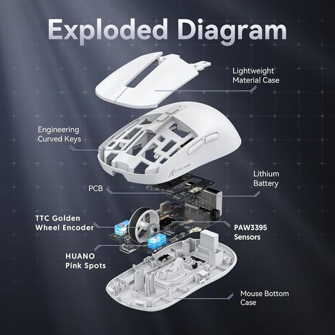 ماوس ألعاب X6 لاسلكي، ماوس Superlight مع قاعدة شحن مغناطيسية RGB، 2.4G/BT5.2/سلكي، مستشعر PAW3395 26000 نقطة في البوصة، زر قابل للبرمجة للكمبيوتر الشخصي/Mac in Saudi Arabia