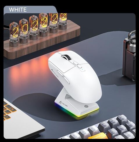ماوس ألعاب X6 لاسلكي، ماوس Superlight مع قاعدة شحن مغناطيسية RGB، 2.4G/BT5.2/سلكي، مستشعر PAW3395 26000 نقطة في البوصة، زر قابل للبرمجة للكمبيوتر الشخصي/Mac in Saudi Arabia