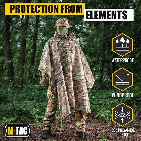 M-Tac Tactical Rain Poncho - Army Military Poncho Shelter - Waterproof Ripstop Camping Hiking Outdoor Hunting Rain Ponchos in Saudi Arabia