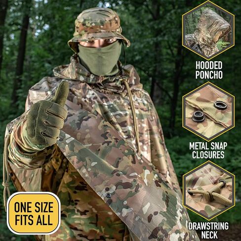 M-Tac Tactical Rain Poncho - Army Military Poncho Shelter - Waterproof Ripstop Camping Hiking Outdoor Hunting Rain Ponchos in Saudi Arabia