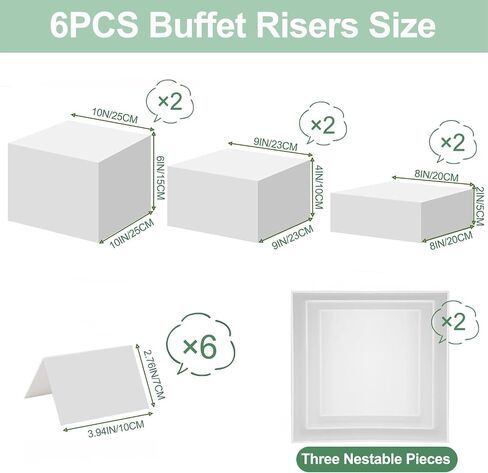 Buffet Risers, 3PCS Food Risers for Buffet Table, White Acrylic Risers for Display for Food with Mini Table Signs, Catering Displays & Food Stands with Hollow Bottoms in Saudi Arabia