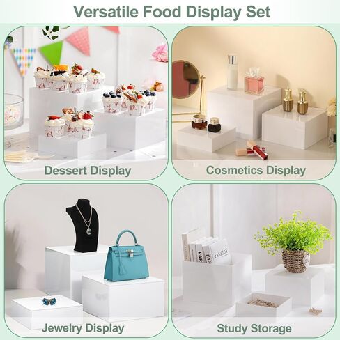 Buffet Risers, 3PCS Food Risers for Buffet Table, White Acrylic Risers for Display for Food with Mini Table Signs, Catering Displays & Food Stands with Hollow Bottoms in Saudi Arabia