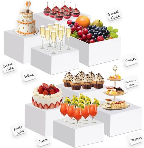 Buffet Risers, 3PCS Food Risers for Buffet Table, White Acrylic Risers for Display for Food with Mini Table Signs, Catering Displays & Food Stands with Hollow Bottoms in Saudi Arabia