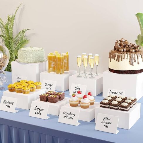 Buffet Risers, 3PCS Food Risers for Buffet Table, White Acrylic Risers for Display for Food with Mini Table Signs, Catering Displays & Food Stands with Hollow Bottoms in Saudi Arabia