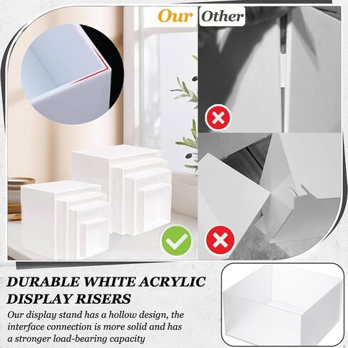 Buffet Risers, 3PCS Food Risers for Buffet Table, White Acrylic Risers for Display for Food with Mini Table Signs, Catering Displays & Food Stands with Hollow Bottoms in Saudi Arabia
