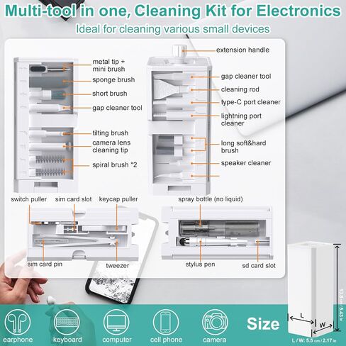 VICHYIE Keyboard Cleaning Kit with Brush, Computer Laptop Cleaner Kit, Phone Cleaning Tool, Multi-Function Cleaner Kit for Earbuds, Cellphones, PC, Screens, Camera Lens, Electronics Devices in Saudi Arabia