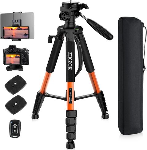 75" Camera Tripod, Tripod for Camera and Phone, Aluminum Professional Heavy Duty Camera Tripod Stand, Tripod for Camera DSLR SLR with Carry Bag, Compatible with Canon Nikon iPhone in Saudi Arabia