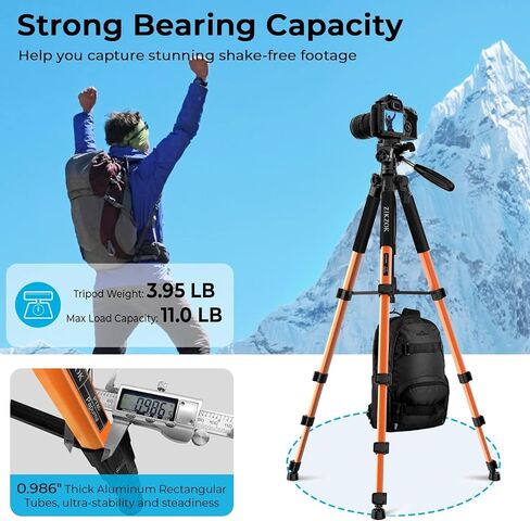75" Camera Tripod, Tripod for Camera and Phone, Aluminum Professional Heavy Duty Camera Tripod Stand, Tripod for Camera DSLR SLR with Carry Bag, Compatible with Canon Nikon iPhone in Saudi Arabia