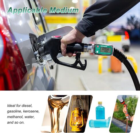 3/4 Inch Digital Turbine Flow Meter, 0.8-13.2 GPM Inline NPT Thread Flowmeter for Water, Diesel, Gas Oil, Gasoline, Kerosene, Methanol, and Other Liquids - Supports Gallon, QTS, PTS, L, m³ in Saudi Arabia