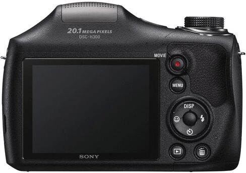 Sony Cybershot DSC-H300 Digital Camera (Black) (DSCH300/B) + 2 x 64GB Memory Card + Card Reader + Corel Photo Software + Case + Flex Tripod + 4xAA Batteries + Memory Wallet + Cleaning Kit in Saudi Arabia