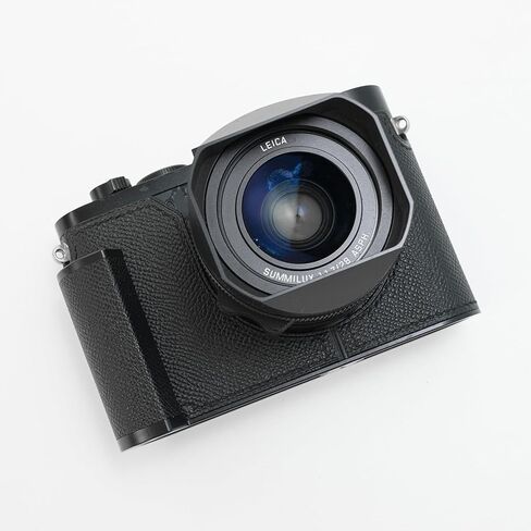 Camera Specialized Genuine Leather Half Case Suitable for Leica Q2 - Top Layer Cowhide Body + Metal Base Plate + Hand Shank 3-in-1 Design (Black) in Saudi Arabia