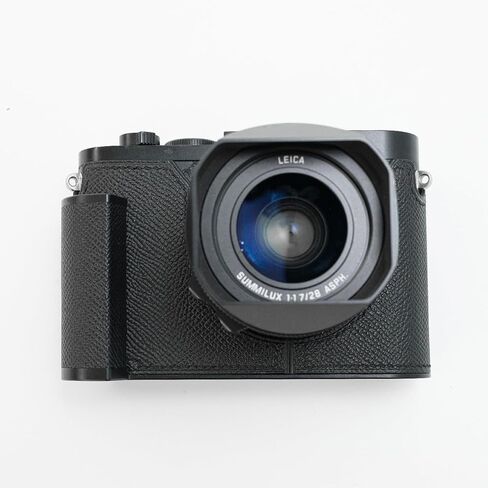 Camera Specialized Genuine Leather Half Case Suitable for Leica Q2 - Top Layer Cowhide Body + Metal Base Plate + Hand Shank 3-in-1 Design (Black) in Saudi Arabia