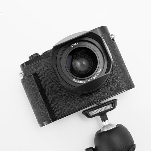 Camera Specialized Genuine Leather Half Case Suitable for Leica Q2 - Top Layer Cowhide Body + Metal Base Plate + Hand Shank 3-in-1 Design (Black) in Saudi Arabia
