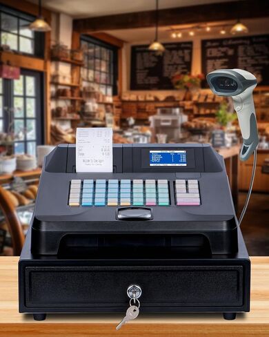 𝐍𝐞𝐰𝐞𝐬𝐭 Cash Register for Small Businesses with Scanner/Cash Drawer/Auto Receipt Printer, Electronic Cash Registers with Dual Display for Cashier and Customer, Oil-proof for Store/Shop/Restaurant in Kuwait